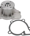Heavy Duty Electric Water Pump Kit With Seal Gasket Straight Bolt On Cooling Swap For Chrysler 200 Sebring Dodge Avenger Caliber Jeep Cherokee Compass Fiat 500x Replaces 5047138Ac Aw6038, featuring silver pump and gray gasket.