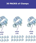 30 Piece Mini Hose Clamp Kit With Three Size Assortment One Quarter Inch Five Sixteenths Inch And Three Eighths Inch for fuel line display