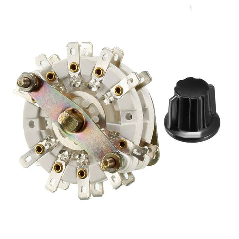 Four Pole Four Position Rotary Switch With Knob, Band Selector, Two Deck, 20 Contacts, Mount Hole 9.7mm, Shaft 6mm, DIY Electronics