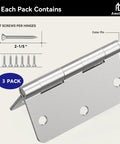 Top Shelf Interior Door Hinges In Brushed Nickel With Rounded Corners Solid Iron Residential Hardware three inch half size with screws.