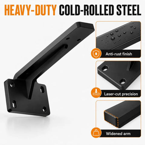 Shelf Bracket Beefy Heavy Duty L Bracket White 39cm with screws, showing anti-rust finish and laser-cut precision welding.