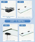 Installation steps for Professional Grade Glass Shelf Brackets Black Zinc Alloy Wall Mount Supports For 6 To 10mm Panels.