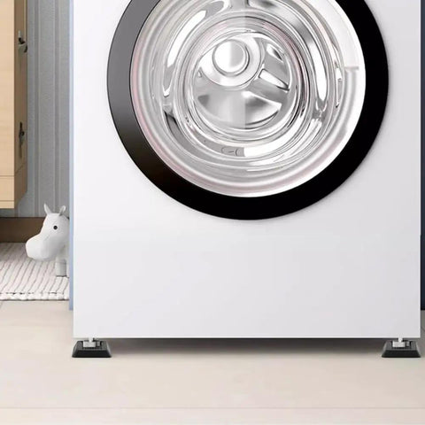 5 Pc Non Slip Furniture Pads Wheel Stoppers For Office Chairs And Couches Lock Down Heavy Furniture With Durable Rubber Grips visible under a washing machine.