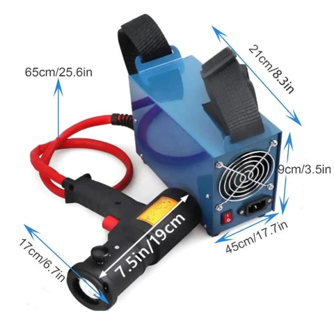 Straight Up Heavy Duty 1500W Portable Induction Heater Kit Includes Four Magnetic Coils And Rugged Carry Case with size dimensions.