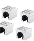 4 Pack SBR12UU Slide Block Kit for 12mm Linear Guide Rail, square type carriage bearing blocks with precision bearings.
