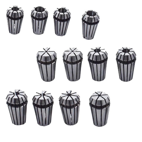 12 Piece ER16 Steel Spring Collet Set For CNC Milling Lathe Tools, 1/32 To 3/8 Inch Holding Engraving Collets, High Precision, Quick Clamp, Built Tough Steel For Stable Tooling, ER16 steel collets set