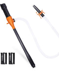 Top Shelf Battery Powered Gas Transfer Pump, 2.2 GPM Portable Fuel And Water Siphon Hand Pump with 3 Ft Hose and Batteries.
