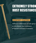 Image of Tan 3 Inch Deck Screws No 10 300 Pack With Torx T25 Bit Included Epoxy Coated Rust Resistant showcasing rust resistance qualities.
