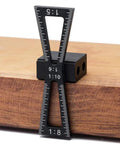 Top Shelf Dovetail Marker Tool For Woodworkers slick adjustable layout gauge on wood, precision marking tool for tight joints.