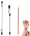 Three Piece Bracelet Helper Tools Set with Retractable Anti Slip Clip and Dual Head Hook shown with use on wrist