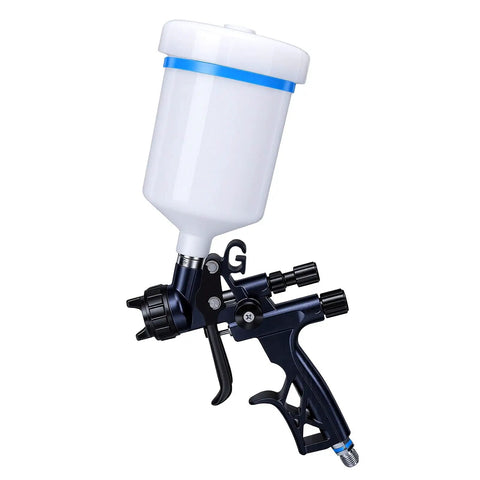 Heavy Duty HVLP Spray Gun With Slick 1.3mm Nozzle And 600ml Reusable Cup And Badass Gravity Feed Auto Paint Sprayer side view