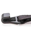 Close-up of nonmarring hook on cross chest sling for ukuleles, mandolins, classical guitars, and more, adjustable for any size instrument.