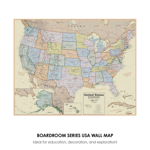 Boardroom Series USA Wall Map Dope Antique Style Laminated Poster For Home Office Or Classroom Educational Travel Decor
