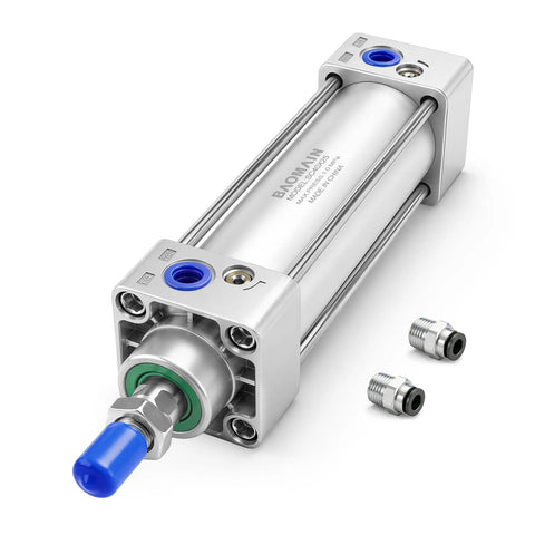 Pneumatic Air Cylinder SC 40x25 Inch Bore With 0.98 Inch Stroke, Double Acting Single Rod with fittings on a white background
