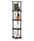 Turn N Tube Corner Shelf 5 Tier Bookshelf with open storage for living room home office garage bedroom espresso finish