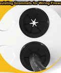 Close-up of Six Pack 1 Inch Inner Diameter And 1 1/4 Inch Drill Hole Rubber Grommets Double Sided Firewall Hole Plugs in use