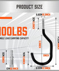 Tough As Nails Heavy Duty Garage Storage Hooks 6 Pack 6 Inch Wall Mount Utility Hooks dimensions chart and load capacity.