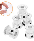 Upgrade Your Rig With This Slick 5-Piece GT2 Timing Belt Pulley Kit For 3D Printers Featuring Durable Aluminum Alloy Construction That Delivers Epic Transmission Stability And Smooth Performance For All Your Wild DIY Projects And Custom Builds., five silver 14mm GT2 timing belt pulleys with set screws for 3D printer use
