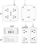 Heavy Duty Surge Protector Power Strip With Six Foot Cord And Eight Wide Outlets Plus Four Fast Charge Usb Ports, displaying dimensions.