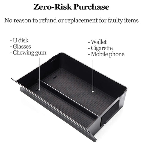 Tesla Model S And X Center Console Cubby Drawer Organizer Storage Box Drop-In for items like glasses and wallet