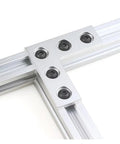 4 Pack L Shaped 90 Degree Corner Connector Plates For Aluminum Profiles, Five Hole Mount, 60x60 Mm Hole Spacing, 6063-T5 Aluminum Alloy
