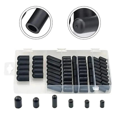 Top Quality Rubber End Caps Kit 80 Or 100 Pcs Hose Plug For Carburetor Manifold Thread Protectors Flexible Screw Covers To Save You From Lost Parts And Protect Your Engine Components Perfectly, black rubber caps in organizer box