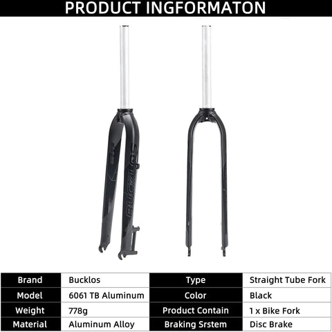 Rigid Mountain Bike Fork For 26 27.5 29 Inch Wheels Aluminum Alloy 1 1 8 Inch Steerer Disc Brake Compatible