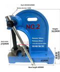 Solid Cast Iron Manual Arbor Press 2 Ton Desktop Stamp Press With Reversible Plunger And 8.5 Inch Work Height close-up showing dimensions and details.