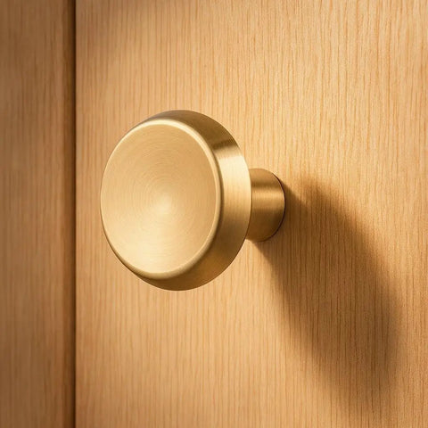 10 Pack Champagne Bronze Cabinet Knob, 1.4 Inch Round Pull on Wooden Surface, Modern Single Hole Zinc Alloy for Kitchen, Drawer Upgrade