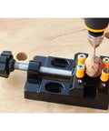 Mini Flat Clamp Bench Vise for Watch Repair and Jewelry DIY holding a round object, ideal for small parts, 0 to 2.1 inches clamp range