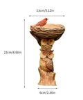 Sunflower Themed Resin Bird Bath For Outdoors And Gardens With Owl Pedestal And Ladybug Accent 8.66 Inch Lightweight Bowl