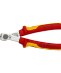 Insulated 5 Inch Diagonal Cutting Pliers With 1000V VDE Rating, red and yellow handles, side view of cutting edges