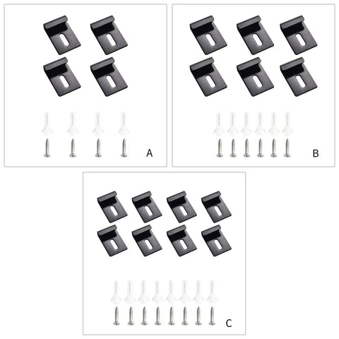 No Slip Glass Mounting Kit For Bathroom Walls Heavy Duty Glass Clamps in 4, 6, and 8 pack options with screws and anchors