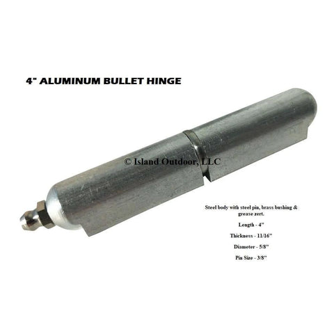 4 Inch Aluminum Weld On Bullet Hinge With Stainless Steel Bushing And Pin And Grease Zerk Fitting For Lubricated Weld On Installations