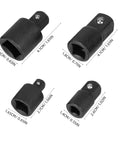 4pc Impact Socket Adapter Drive Conversion Kit Fits 1/4 3/8 And 1/2 Inch Tools For Auto Repairs And Diy Fixes To Swap Sizes Quick And Easy Without Hassle, black high carbon steel adapters