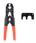 Beefy PEX Crimp Tool Kit For 1/2 Inch And 3/4 Inch Copper Ring Crimps Meets F1807 Standards displayed with crimper and gauge