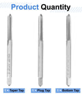 Kickass High Speed Steel Hand Tap Set For Number 8-36 Unf Threads featuring one taper, one plug, and one bottom tap.