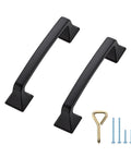 Matte Black Kitchen Cabinet Handles Set Of 10, 4-3/4 Inch Length, 3-3/4 Inch Hole Centers, heavy duty drawer pulls shown with screws