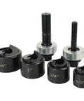 Manual Knockout Punch Driver Kit for One Half Inch to One And One Quarter Inch Conduit Holes with dies and bolts