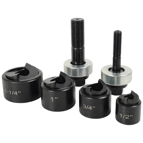 Manual Knockout Punch Driver Kit for One Half Inch to One And One Quarter Inch Conduit Holes with dies and bolts
