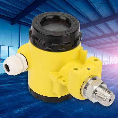 Beefy Explosion-Proof Pressure Transmitter With 4-20mA LCD Display For Harsh Industrial Environments 0 To 1.6 MPa Stainless Steel And Die-Cast Aluminum IP65 Waterproof Full Digital Calibration Anti-Jam Sensor, yellow housing