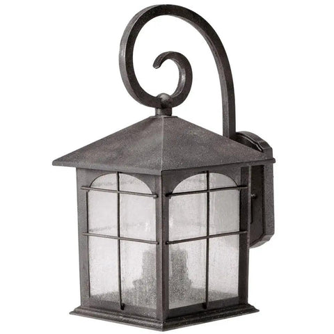 Three-Light Outdoor Wall Lantern In Aged Iron Finish With Seedy Glass, Weather-Resistant Cast Aluminum, 17.38 Inch Exterior Lighting