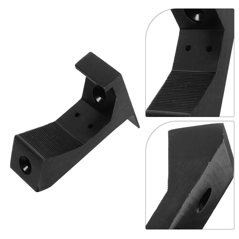 No More Squeaks Wood Floor Repair Kit With Aluminum Alloy Screws For Five Eighths Inch Or Thicker Boards Easy Gap Fixer For Home And Office Use Reinforce And Restore Hardwood Floors black alloy floor repair block with holes, close-up