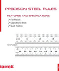 Pro Grade Flexible Steel Rule With Satin Chrome Finish For Quick Reading And Precision, 34 Graduation Marks, 19.5 in length