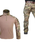 Built Tough Multicam Combat Pants With Padded Knees And Ten Spacious Tactical Pockets Breathable Cotton Polyester Blend Bdu Rig For Paintball Wargames And Backyard Shooters worn with a tactical shirt.