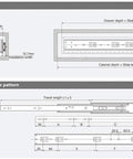 Technical diagram of 20 Inch Double Spring Soft Close Drawer Slides 10 Pair Full Extension Ball Bearing 100 Lbs Capacity Heavy Duty Hardware.