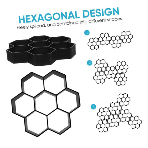 Hexagon Concrete Paver Mold For DIY Gardens And Patios, Reusable Plastic Tile Molds with hexagonal design for custom paths