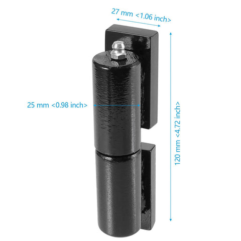 Heavy Duty 5 Inch Barrel Gate Hinge Set For Iron Weld On Install 4 Pack 450 Pound Capacity shown with dimensions