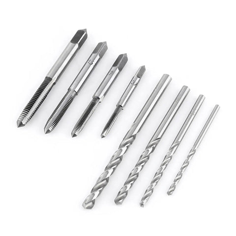 Nine-piece Tap Wrench And Drill Bit Set T Shaped Kit with 4 taps and 4 drill bits for metalworking threading