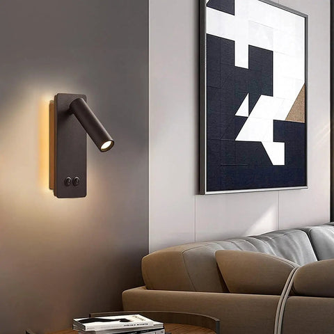 Two In One LED Wall Lamp And Reading Light Sconces For Bedroom So Cozy Bedside Plug In Set Of Two Black 3W And 6W Warm White